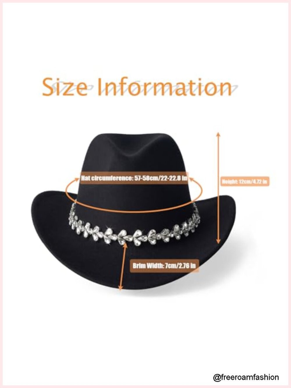 Glitter Rhinestone Cowboy Hat with Adjustable Strap - Picture 3 of 3